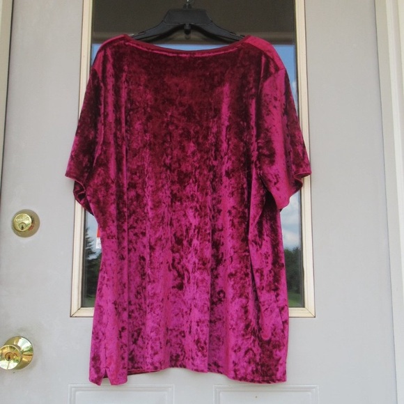 Relist4/3 EVRI velvet like top with pocket short sleeve shirt casual 3X - Picture 8 of 12